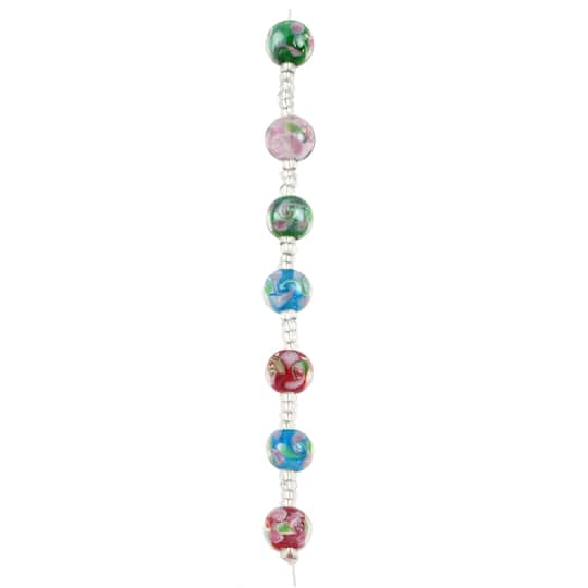 12 Pack: Swirl Round Lampwork Glass Bead Mix by Bead Landing™